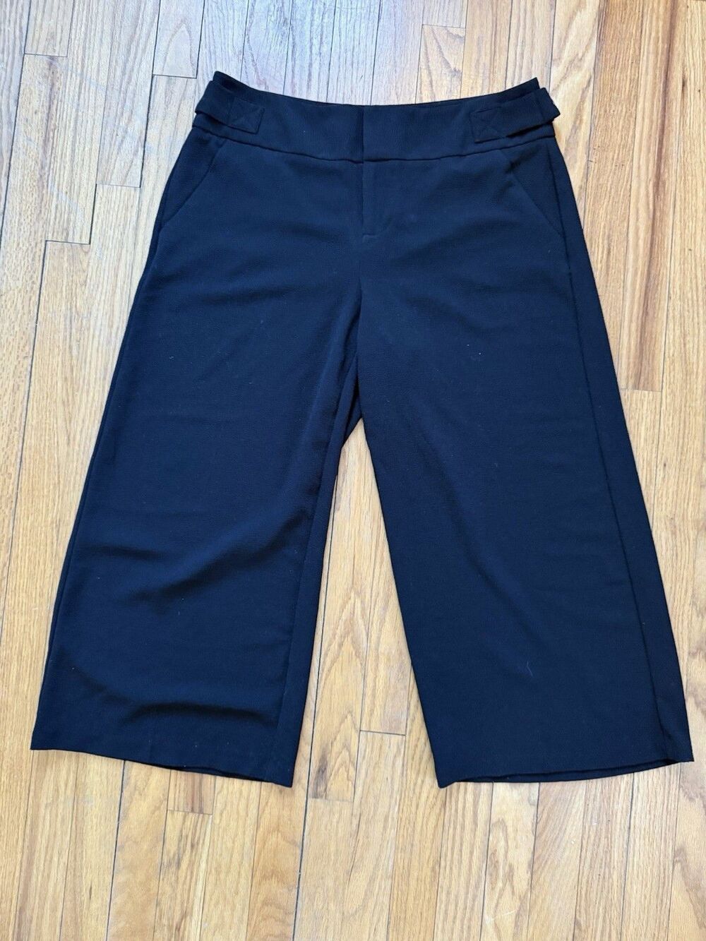 Elle Cropped Wide Leg Gaucho Pants Women's 12 Black Culottes French girl Minimal
